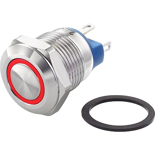 TRU Components TC-7494652 TC-GQ12-AF-10E/J/R/12V/S Vandalismusgeschützter Druckschalter 48 V/DC 2 A 1 x Aus/(EIN) Taste von TRU Components