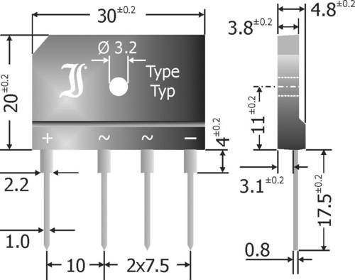 TRU Components TC-GBI25J Brückengleichrichter SIL-4 600V 25A Einphasig TRU Components TC-GBI25J Brückengleichrichter SIL-4 600V 25A Einphasig von TRU Components