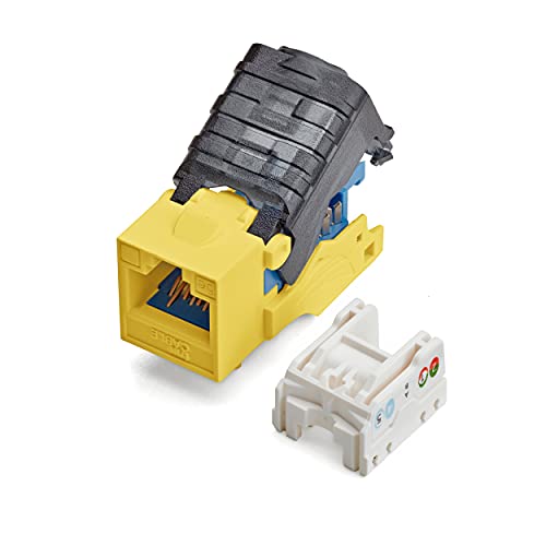 trueCABLE Cat5e werkzeuglose Keystone-Buchse, ungeschirmt (UTP), PoE++ (4PPoE) 100 W, UL-gelistet, ETL-geprüft, ANSI/TIA-zertifiziert, modulare RJ45-Buchse, Gelb, 2 Stück von TRUE CABLE
