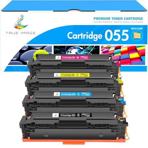 TRUE IMAGE Kompatibel Tonerkartusche Replacement für Canon 055 055H Toner Cartridge i-SENSYS MF744Cdw MF746Cx MF742Cdw LBP663Cdw LBP664Cx LBP660C MF740C (Schwarz Cyan Magenta Gelb, 4er-Pack) von TRUE IMAGE