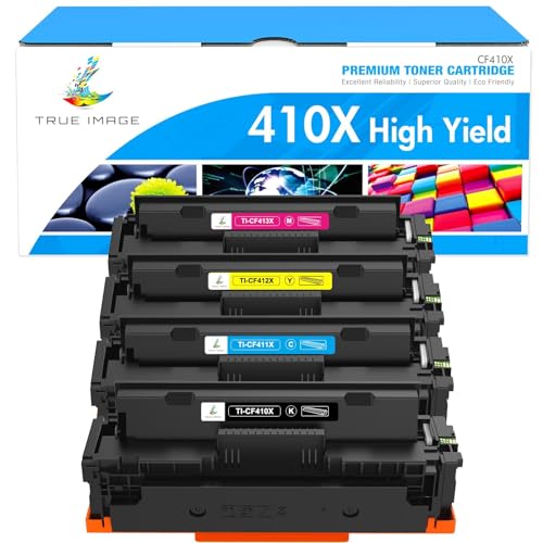 True Image Kompatibel Toner als Ersatz für HP 410 410A 410X CF410X CF410A Color Laserjet Pro MFP M477fdw M477fdn M377dw M477fnw M452dn M452dw M452nw M452 M477 M377 - Schwarz Cyan Gelb Magenta 4er-Pack von TRUE IMAGE