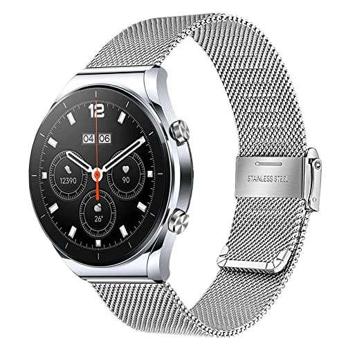 TRUMiRR 22mm Armband Kompatibel mit Xiaomi Watch S3 / 2 Pro / S2 / S1 Pro / S1 Active, 22mm Mesh Gewebte Edelstahl Metall, Uhrenarmband Ersatzband für Amazfit Balance/Bip 5 / Pop 3S / Cheetah von TRUMiRR