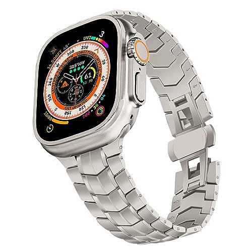 TRUMiRR 49mm 45mm 44mm 42mm Kompatibel mit Apple Watch Armband, Edelstahl Gliederarmband Ersatzarmbänder Geeignet für iWatch Ultra 2/Ultra,Series 9/8/7/6/5/4/3/2/1/SE von TRUMiRR