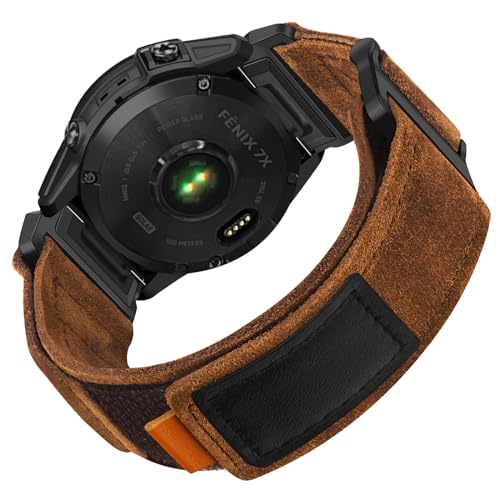 TRUMiRR Ersatz für Garmin Tactix 8 51mm/Fenix 8 51mm/7X/6X Pro/5X Plus Titan Armband, 26mm Leder Uhrenarmband Quick Fit Armband Kompatibel mit Garmin Epix Pro 51mm/Instinct 3 Solar 50mm/Enduro 2 3 von TRUMiRR