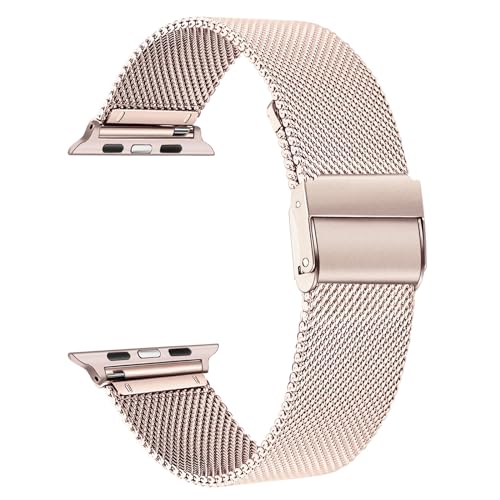 TRUMiRR Ersatz für Apple Watch 10 42mm/Apple Watch 9 8 7 Armband 41mm/Watch SE(2.Generation) 40mm Armband, Mesh Gewebte Edelstahl Uhrenarmband Metall Armband für iWatch SE Series 10 9 8 7 6 5 4 3 2 1 von TRUMiRR