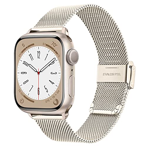 TRUMiRR Ersatz für Apple Watch Series 9 8/Series SE 2.Gen 45mm 44mm 42mm Armband, Mesh Gewebte Edelstahl Uhrenarmband Metall Armband für iWatch Apple Watch SE Series 9 8 7 6 5 4 3 2 1 Männer Frauen von TRUMiRR