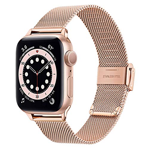 TRUMiRR Ersatz für Apple Watch Series 9 8 7/SE 2 Gen/Series 6 38mm 40mm 41mm Armband, Mesh Gewebte Edelstahl Uhrenarmband Metall Armband für iWatch Apple Watch SE Series 9 8 7 6 5 4 3 2 1 von TRUMiRR