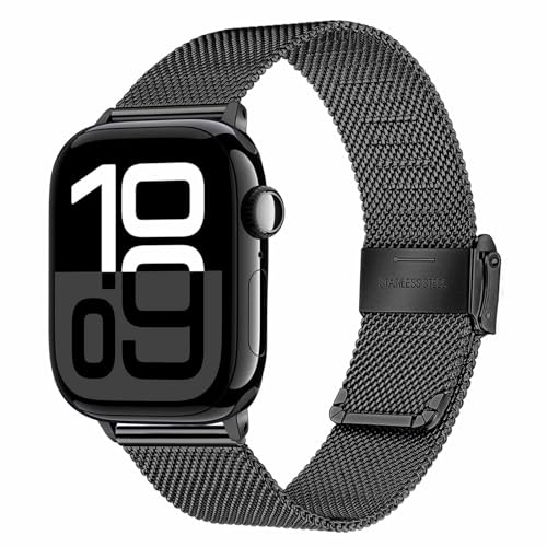 TRUMiRR Ersatz für Apple Watch 10 42mm/Apple Watch 9 8 7 41mm/SE(2.Generation) 40mm Armband,Mesh Gewebte Edelstahl Uhrenarmband Metall Armband für iWatch SE Series 10 9 8 7 6 5 4 3 2 1 TRUMiRR Ersatz für Apple Watch 10 42mm/Apple Watch 9 8 7 41mm/SE(2.Generation) 40mm Armband,Mesh Gewebte Edelstahl Uhrenarmband Metall Armband für iWatch SE Series 10 9 8 7 6 5 4 3 2 1 von TRUMiRR