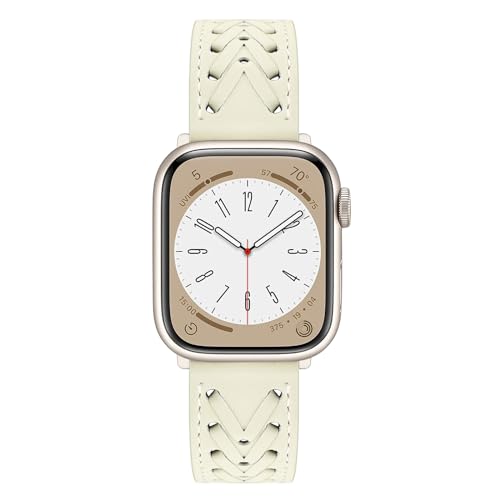 TRUMiRR Ersatz für Apple Watch Series 9 8 7 41mm Armband Leder, Edelstahl Uhrenarmband Metall Armband Ersatzband für iWatch Series 9 8 7/Apple Watch SE (2.Gen) Series 7 6 5 4 3 2 1 40mm 38mm von TRUMiRR