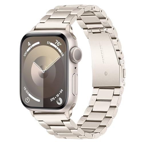 TRUMiRR Ersatz für Apple Watch 10mm 46mm/Apple Watch 9 8 7 Armband 45mm/Apple Watch SE(2.Generation) 44mm Armband,Mesh Gewebte Edelstahl Uhrenarmband Metall Armband für iWatch SE Serie 10 9 8 7 6 5 4 von TRUMiRR