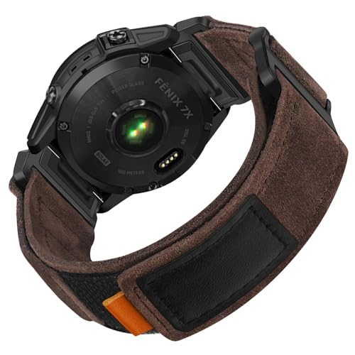 TRUMiRR Ersatz für Garmin Tactix 8 51mm/Fenix 8 51mm/7X/6X Pro/5X Plus Titan Armband, 26mm Leder Uhrenarmband Quick Fit Armband Kompatibel mit Garmin Epix Pro 51mm/Instinct 3 Solar 50mm/Enduro 2 3 von TRUMiRR