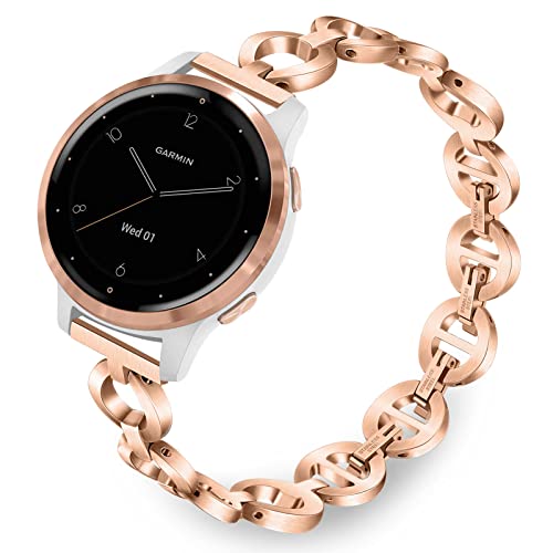TRUMiRR Ersatz für Garmin Venu 3S/Venu 2S/Vivoactive 4S/Vivomove 3S Damen Armband,18mm Metall Masche Edelstahl Uhrenarmband Ersatzband für Fossil Damen Q Venture HR Gen 4/Gen 3,Withings Steel HR 36mm von TRUMiRR