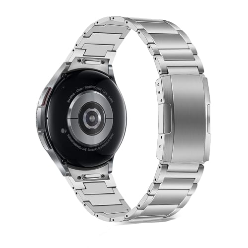 TRUMiRR Ersatz für Titan Armband Galaxy Watch6 Classic 43mm 47mm, Knopf Connector Edelstahl Uhrenarmband Keine Lücke Armband für Samsung Galaxy Watch 6 40mm 44mm/Watch 5/5 Pro/ 4/4 Classic 42mm 46mm von TRUMiRR