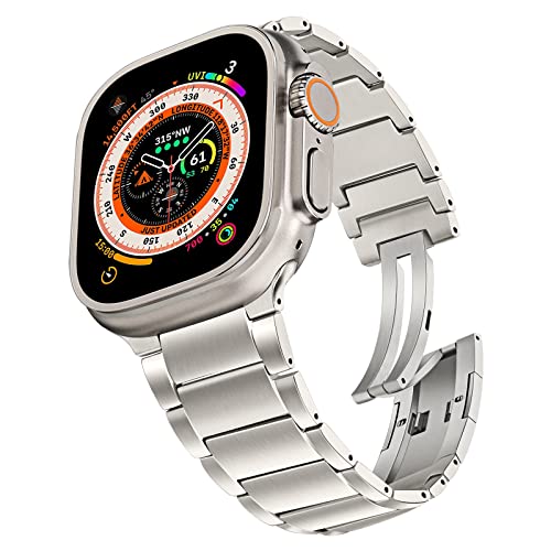 TRUMiRR 49mm 46mm 45mm 44mm 42mm(Serie 3 2 1) Kompatibel mit Apple Watch Ultra 2 Titan Armband, Edelstahl Gliederarmband Ersatzarmbänder für iWatch Ultra 2/Ultra,Series 10/9/8/7/6/5/4/3/2/1/SE von TRUMiRR