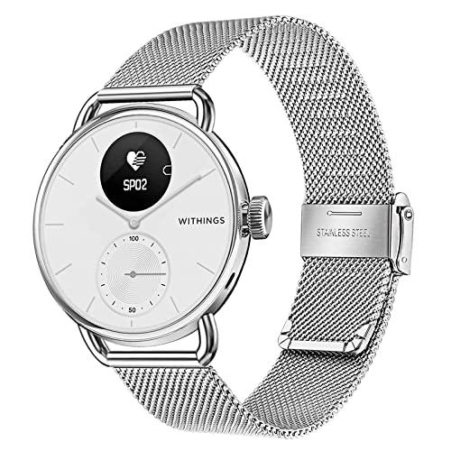 TRUMiRR Kompatibel mit Withings ScanWatch 38mm Armband, 18mm Mesh Gewebtes Edelstahl Armband Quick Release Metall Uhrenarmband für Withings Steel HR 36mm / Move/Steel Smartwatch von TRUMiRR