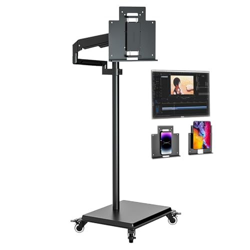 TRUNXUCL Handy/Tablet/Ebook/Monitor Bodenständer, Höhenverstellbar und Einstellbarer Winkel, Tablet Halterung mit Hochleistungsbasis und Rollen von TRUNXUCL