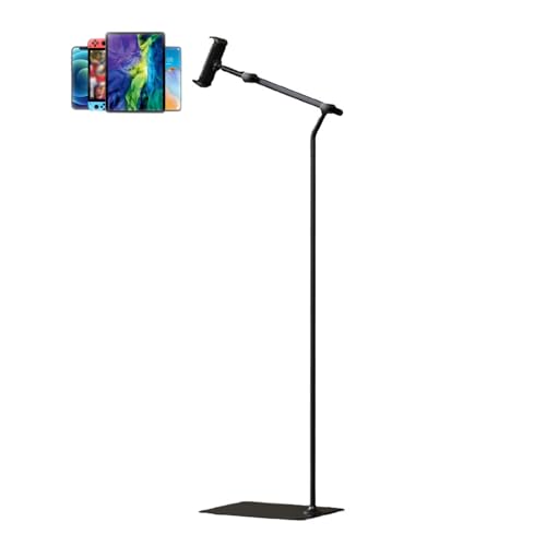 TRUNXUCL Tablethalter Höhenverstellbar, Ebook Halterung, Tablet Bodenständer, Handy Stand für Elektronikgeräte mit Einer Größe von 4.7~12.9 Inches(Black) von TRUNXUCL
