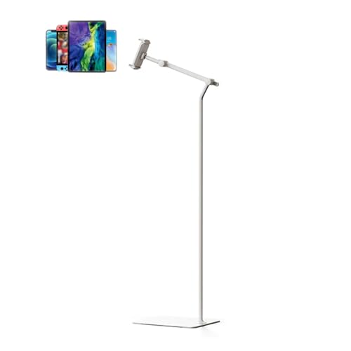 TRUNXUCL Tablethalter Höhenverstellbar, Ebook Halterung, Tablet Bodenständer, Handy Stand für Elektronikgeräte mit Einer Größe von 4.7~12.9 Inches(White) von TRUNXUCL
