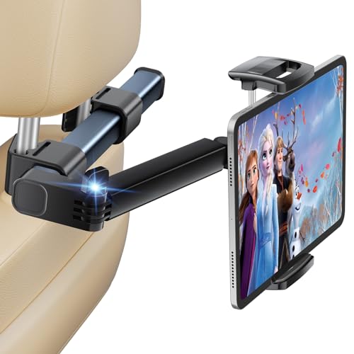 TRYONE Tablet Halterung Auto Kopfstütze:[3 in 1 Langarm] Tablethalterungen Auto for iPad Autohalterung Reisezubehör, Auto Tablet-Halterung Rücksitz für Kopfstützenhalterung für alle 4.7-12.9" Geräte von TRYONE