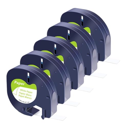 5-20pk Schwarzes Druck an weißes Papierband, kompatibel mit A91330 A91220 A59421 Etiketten für Plus LT100T QX50(10PK Black on White) von TReCVd