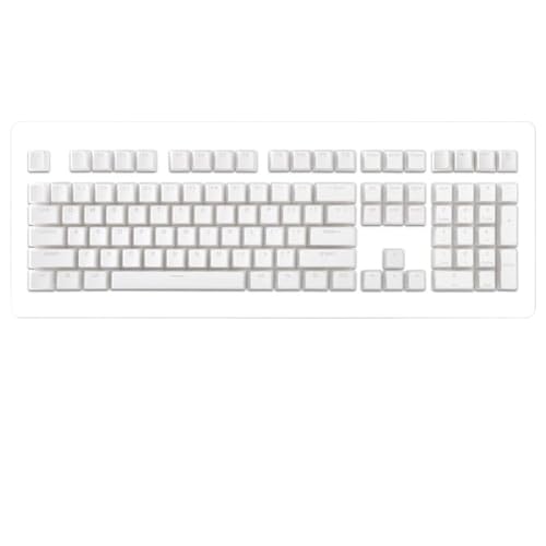 129 doppelschichtige PBT-Pudding-Tastenkappen im englischen Stil, kompatibel mit mechanischen Tastaturen mit Cherry MX-Schaltern(White) von TRyYCB