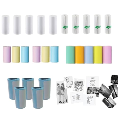 Druckbare Selbstklebende Wärmepapierrolle 57x25 mm Kompatibel mit Peripage A6-Taschendrucker kompatibel mit Paperang P1 P2-Modellen(White Thermal Paper) von TRyYCB