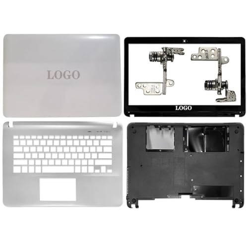 Ersatz-Laptop-LCD-Rückseite, vordere Blende, Scharniere, Handballenauflage, unteres Gehäuse, kompatibel mit SVF142 C29L A26T SVF143 A1QT A1RT A23T 29T 26SCW, Keine Berührung(White ABCD Set) von TRyYCB