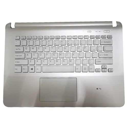 Ersatz-Laptop-LCD-Rückseite, vordere Blende, Scharniere, Handballenauflage, unteres Gehäuse, kompatibel mit SVF142 C29L A26T SVF143 A1QT A1RT A23T 29T 26SCW, Keine Berührung(White with Keyboard) von TRyYCB