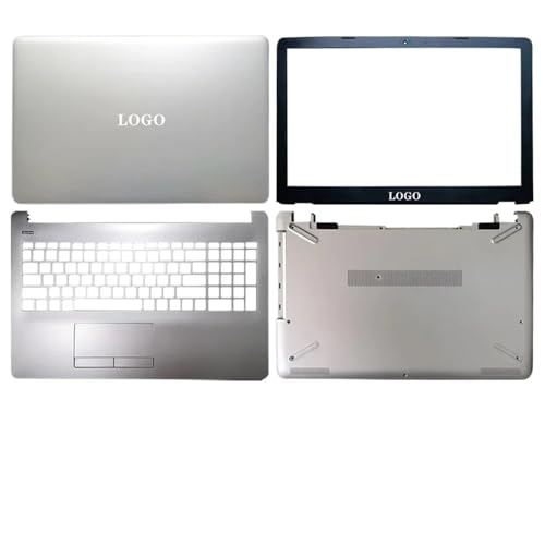 Silberne LCD-Rückabdeckung, vordere Lünettenscharniere, Scharnierabdeckung, Handballenauflage, untere Schale, kompatibel mit 15-BS 15-BW Laptop-Zubehör(ABCD Set 1) von TRyYCB