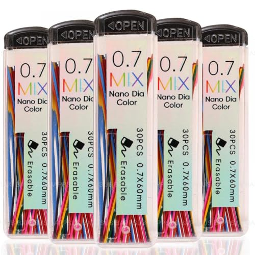 TRyYCB 1-5 Verschiedene mechanische Bleistifte mit 0,7 mm Blei farbenfroh(X3) von TRyYCB