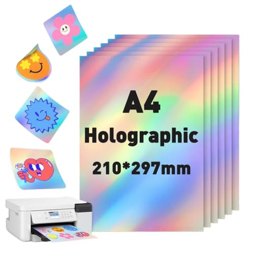 TRyYCB 10 Blätter A4 Holographische druckbare Kleberpapier matt und glänzend mit Tintenstrahldruckern Kompatibel mit DIY -Fotos Bilder und Karten kompatibel(Matte Silver) von TRyYCB