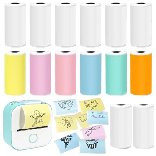TRyYCB 53 mm selbst kleber Farbpapier Kompatibel mit Taschendrucker kompatibel mit DIY Note Text Journal Photo Creation 3 Rollen(Color Sticky A-53mm) von TRyYCB
