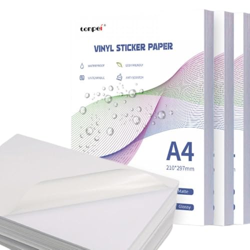 TRyYCB A4 wasserdichtes selbstklebendes Papier tränenresistente und Kratzfeste Etiketten Kompatibel mit Tintenstrahldrucker(Matte 20 Sheets) von TRyYCB