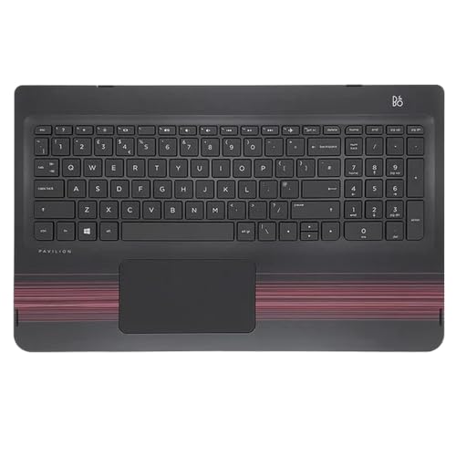 TRyYCB Handballenauflage-Abdeckung, Tastatur-Touchpad-Baugruppe Kompatibel mit 15-BK TPNW114 Notebook, Nicht hintergrundbeleuchtete US-Tastatur, kompatibel(Red Stripe) von TRyYCB
