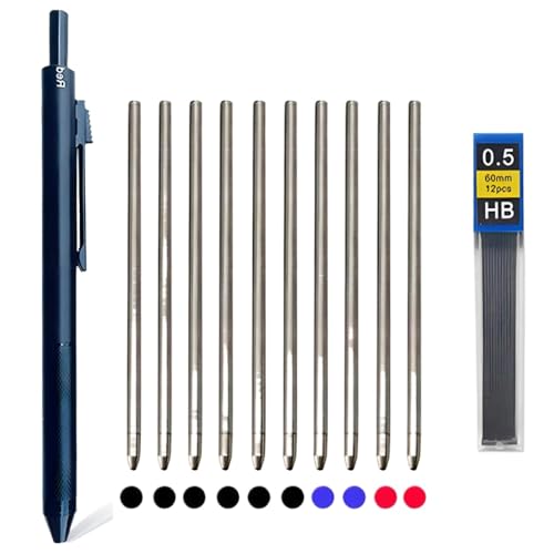 TRyYCB Multicolor 4in1 -Kugel- und mechanische Stifte klicken Sie auf Automatische Schreibstifte Kompatibel mit Schulbüro und Kinder Multifunktionaler Briefpapier 3D(50pcs Blue Refill) von TRyYCB