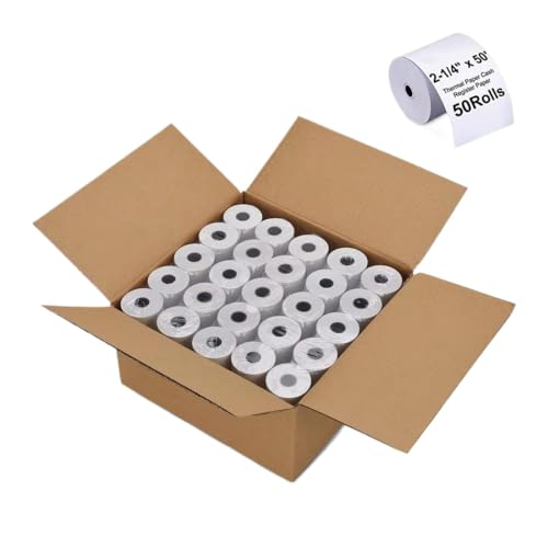 TRyYCB Thermalpapierrollen 57x40mm 50 Fuß POS -Quittungspapier Kompatibel mit Registrierkasse und Kreditkartenmaschine 50 Rollen BPA KOSTENLOSES Mit Wärmedruckern kompatibel(50PCS 57x40mm 50ft) von TRyYCB