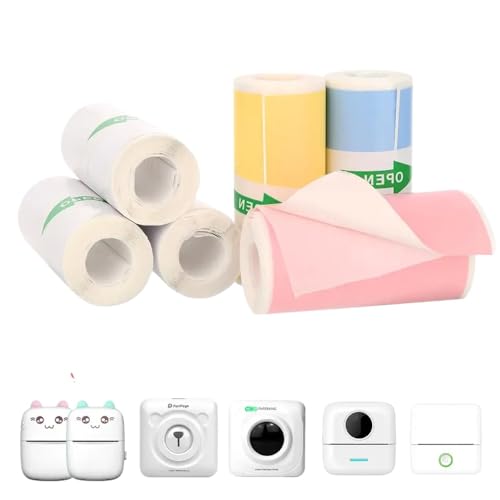 Thermalpapierrollen Kompatibel mit T02 M02 Buntes selbstklebendes Papier 25x57mm kompatibel mit Paperang P1 P6 A6 A8 Kompatibel mit Notizen(3R Color Sticky) von TRyYCB
