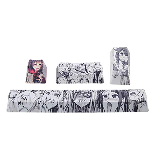 TSBB 4Pcs japanische Anime PBT Space Keycaps Ahegao 6.25U ESC Spacebar Caps Tastatur von TSBB