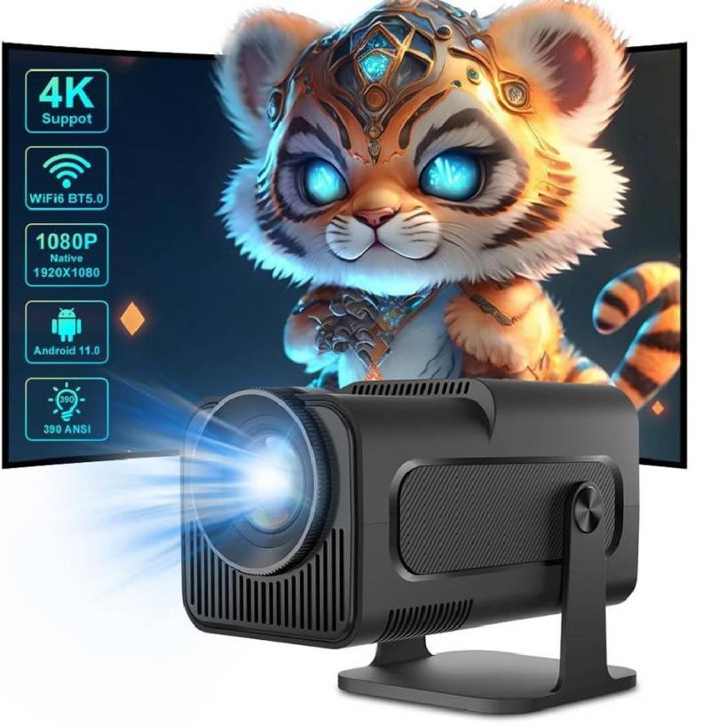 TSE HY320 Mini Beamer Android 11, 1080P Full HD, 4K, WiFi6, BT 5.0 LED-Beamer von TSE