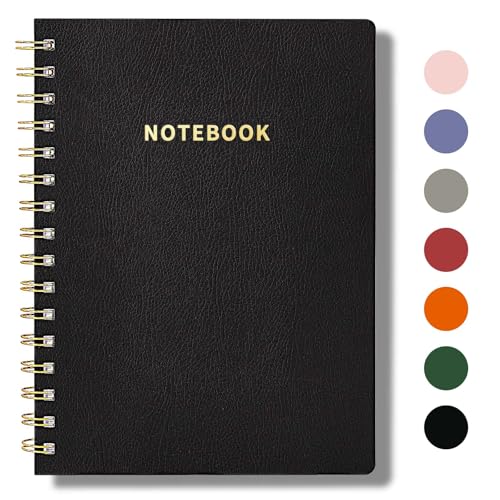TSFPapier Spiralnotizbuch, Softcover, Business-Tagebuch mit großer Tasche, breit 21,6 x 16,1 cm, Spiralbindung, Notizblöcke, 160 Seiten, Schwarz von TSFPapier