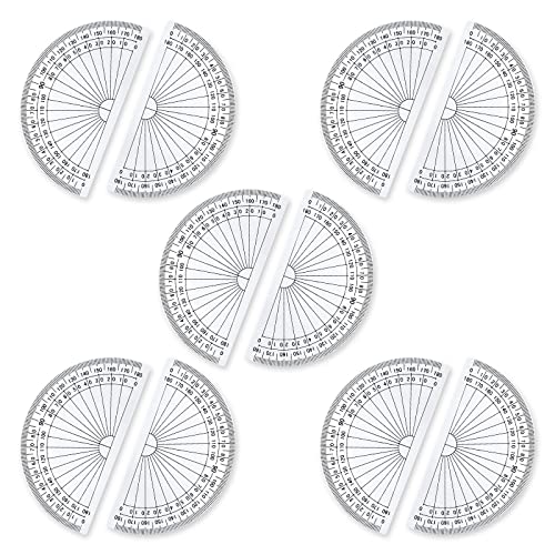 TSHAOUN 10PCS Kunststoff Winkelmesser 4 Zoll Protractor Clear Protractor School 180 Grad Geometrie Winkelmesser Winkelmesser Geometrie Werkzeuge Kunststoff Geometrie Messen Lineal (10 Pack) von TSHAOUN