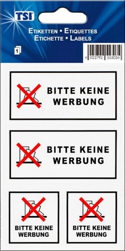 Etiketten/Aufkleber"Bitte keine Werbung" / Druck auf Folie von TSI