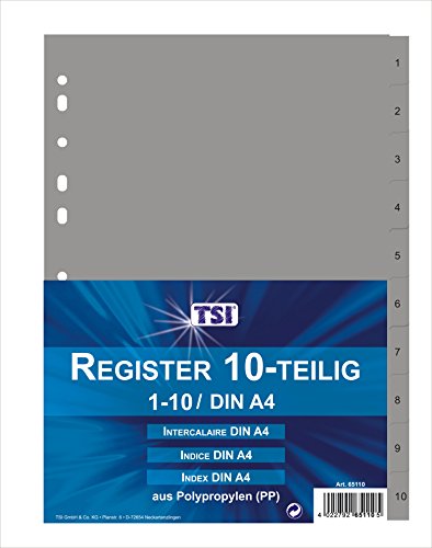 TSI 65110 Register aus Kunststoff PP 1-10, bedruckten Taben von TSI