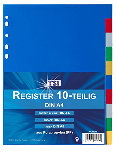 TSI 65210 Register aus Kunststoff PP 10-teilig, bunten Taben von TSI