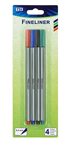 TSI Fineliner 4 Farben (rot/grün/blau/schwarz), Art. Nr. 38713 von TSI