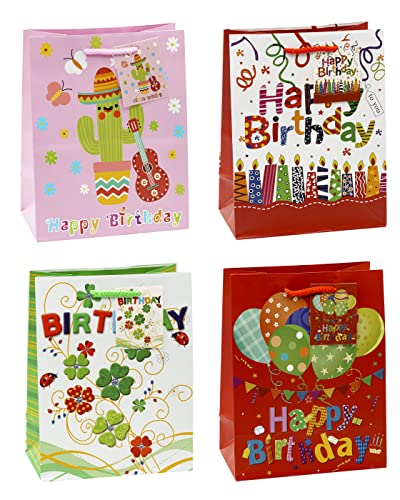 TSI Geschenktüten HAPPY BIRTHDAY, 12er Packung, Größe: Mittel (HxBxT 23 x 18 x 10 cm), Art. Nr. 83015 von TSI