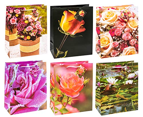 TSI Geschenktüten ROSEN, 12er Packung, Größe: Groß (HxBxT 32 x 26 x 13,5 cm), Art. Nr. 84315 von TSI