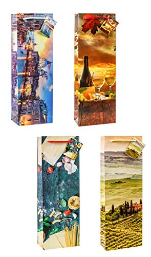 TSI Geschenktüten TOSKANA & VENEDIG, 12er Packung, Größe: Flasche (HxBxT 36 x 12 x 8 cm), Art. Nr. 82280 von TSI