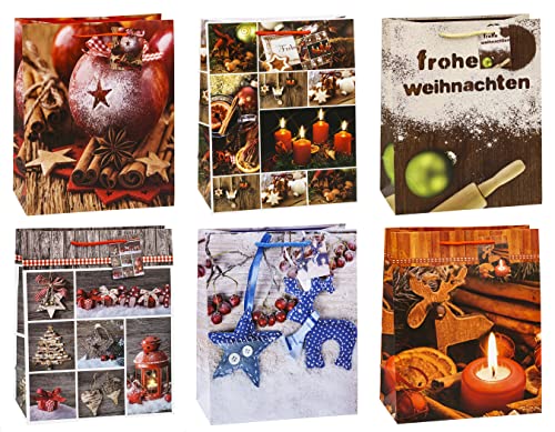 TSI Geschenktüten WEIHNACHTEN, Größe: Groß (HxBxT 32 x 26 x 13,5 cm), 12er Packung, Art. Nr. 87316 von TSI