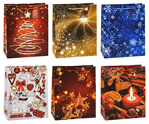 TSI Geschenktüten WEIHNACHTEN SERIE 8, 12er Packung, Größe: Groß (HxBxT 32 x 26 x 13,5 cm), Art. Nr. 83318 von TSI